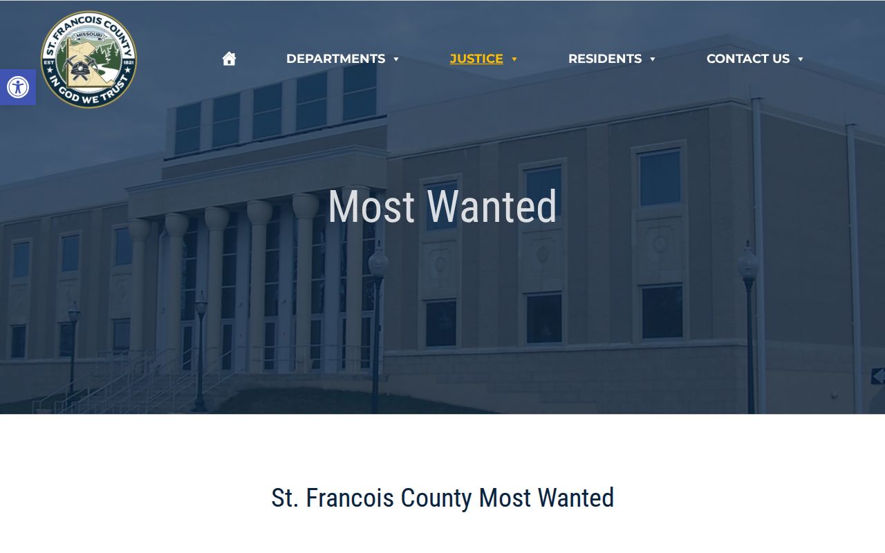 St. Francois County Sheriff Most Wanted page with no visible entries at capture time