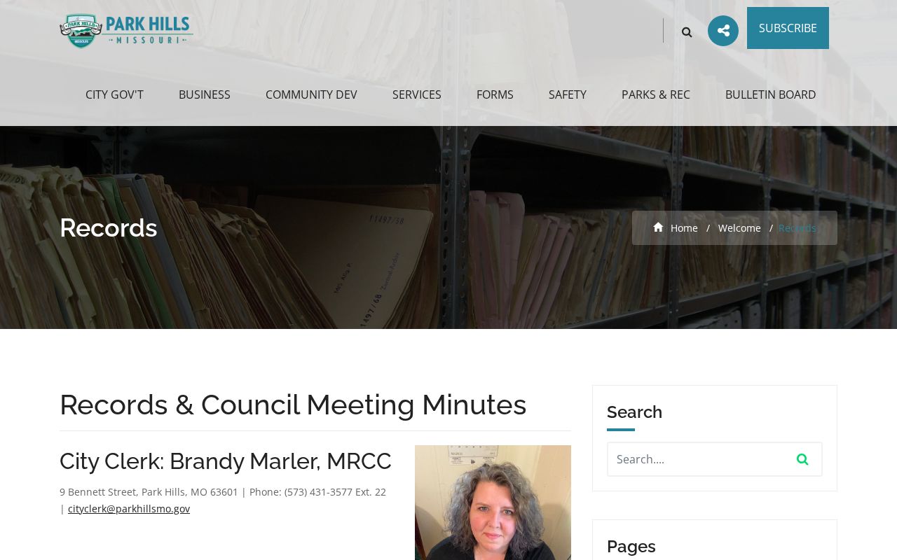Official Park Hills Missouri records page explaining public records requests