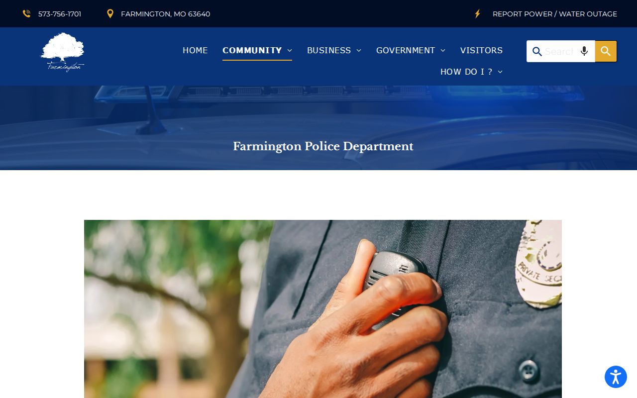 Farmington Police Department official information page